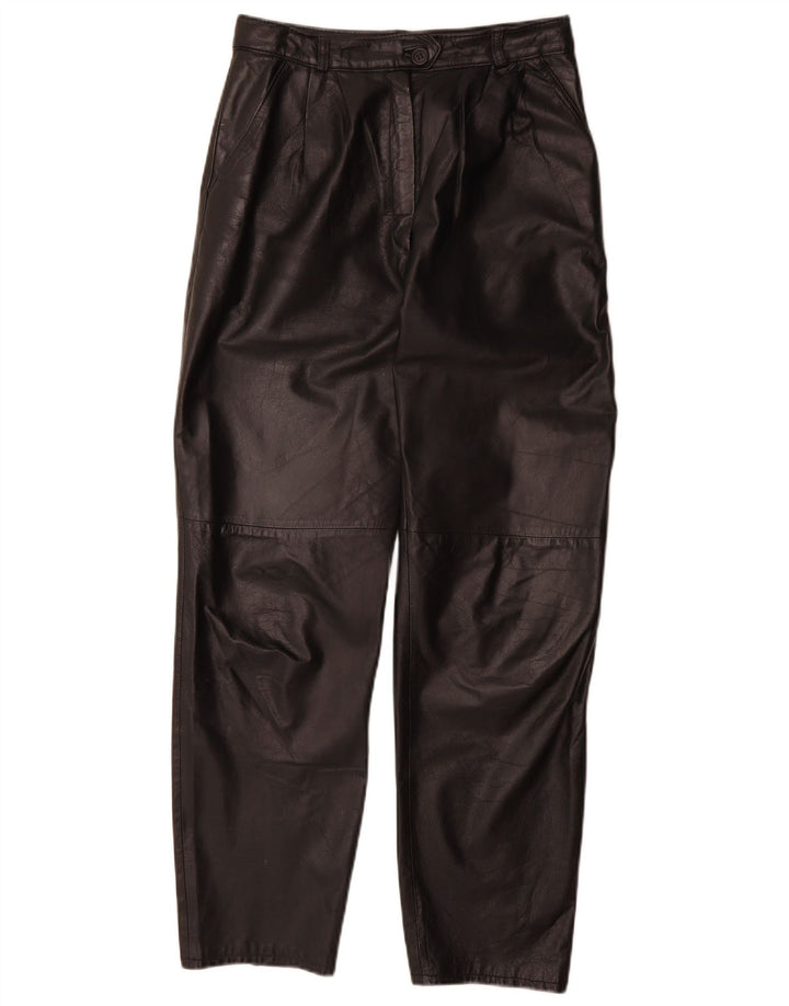Pantaloni vintage in pelle con ancoraggi da donna EU 38 medi W28 L30 in pelle nera