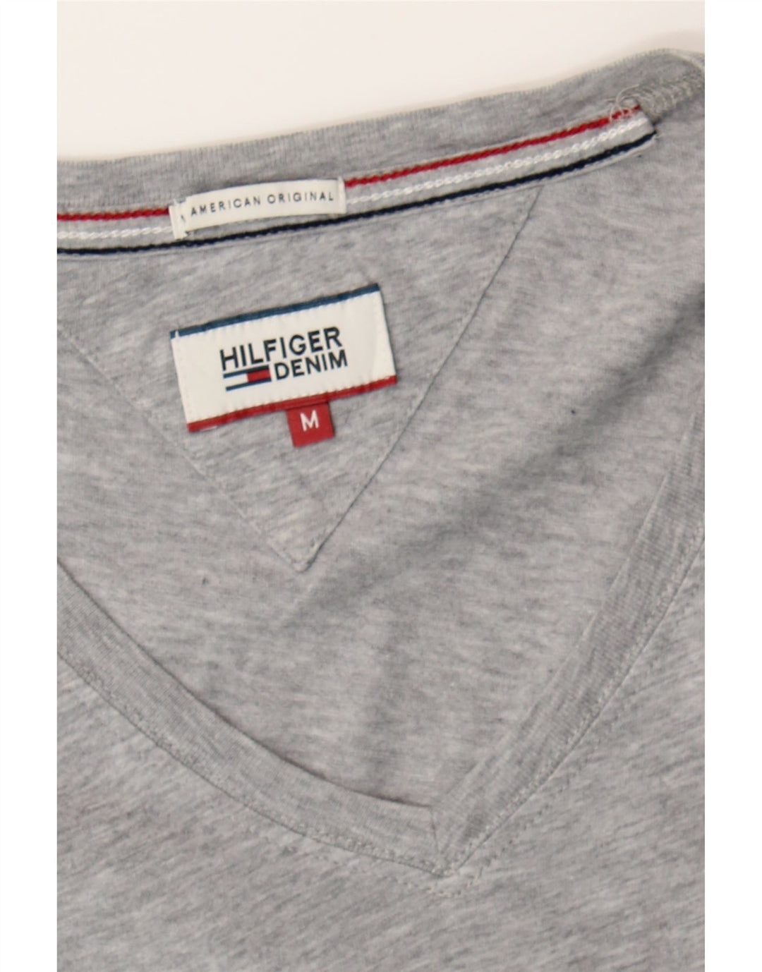 TOMMY HILFIGER Womens T-Shirt Top UK 14 Medium Grey Cotton Vintage Tommy Hilfiger and Second-Hand Tommy Hilfiger from Messina Hembry 