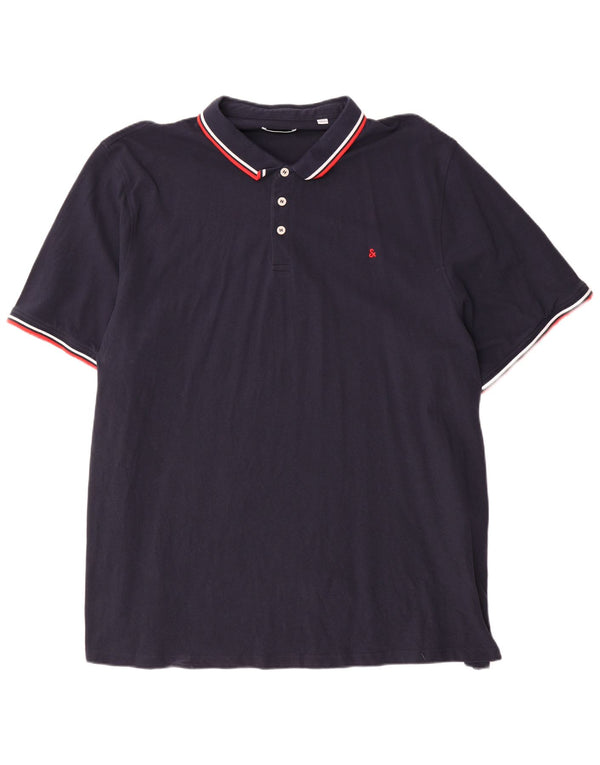 Polo da uomo Jack & Jones 5XL cotone a righe blu navy