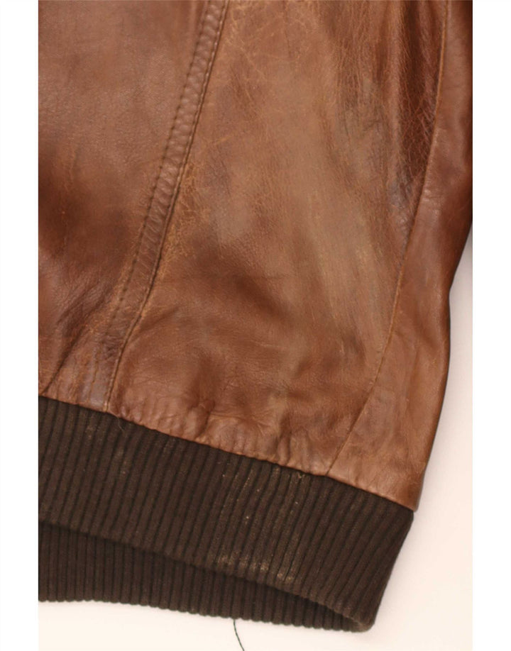 Giacca in pelle militare vintage da uomo UK 36 piccola marrone