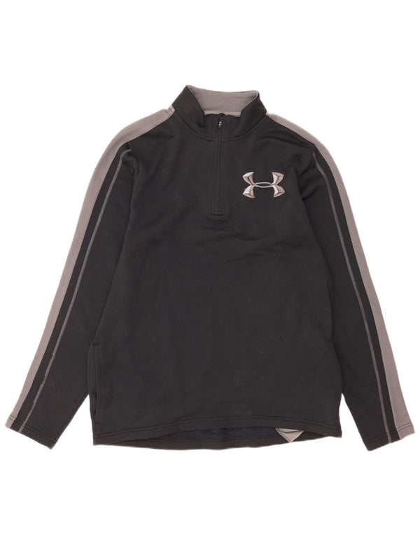 Under Armour Mens loose Zip Neck Sweatshirt Jumper Large Black Colourblock