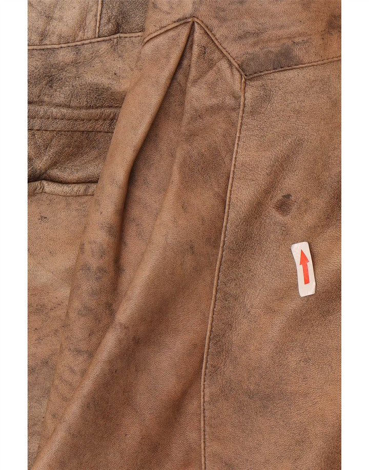 Vintage Womens Oversized Leather Jacket IT 40 Small Brown Leather