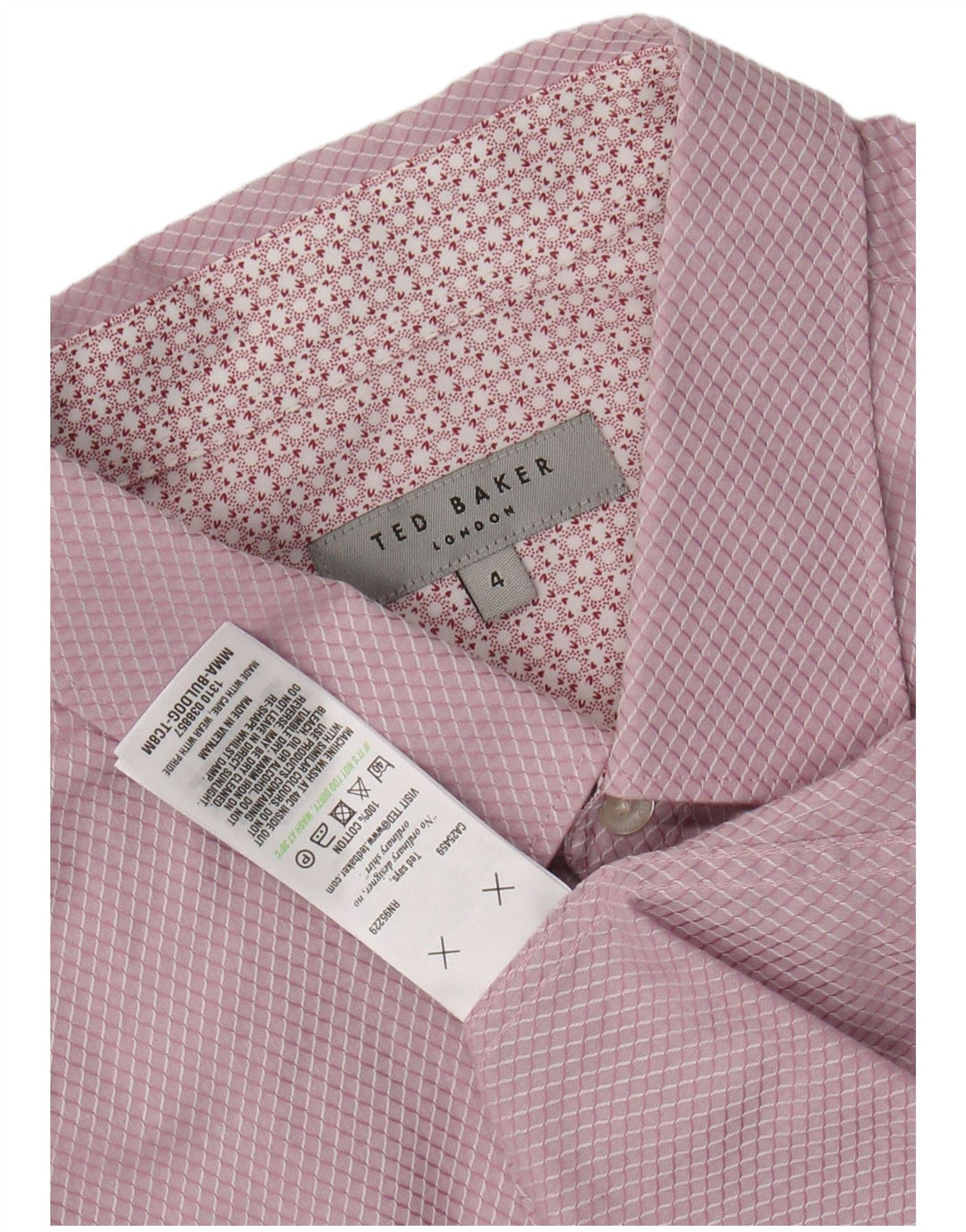 Ted Baker Camicia da uomo Taglia 4 Large Rosa Argyle/Diamond Cotton