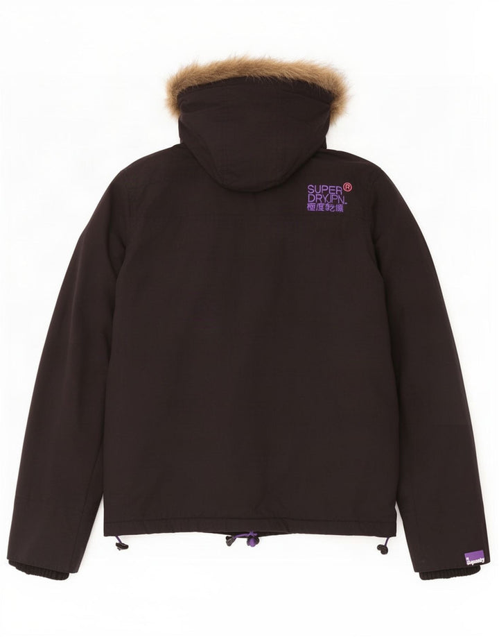 Giacca a vento con cappuccio da donna Superdry Windcheater UK 16 grande nera
