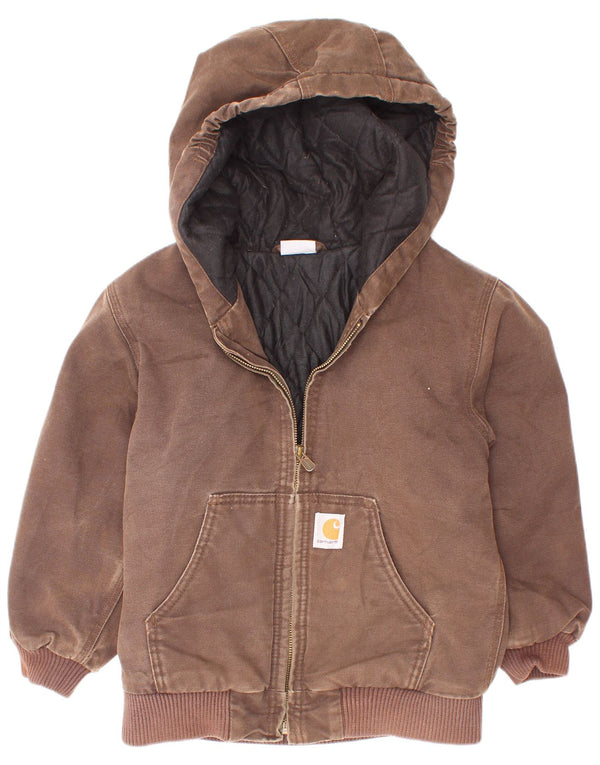 Giubbotto bomber con cappuccio Carhartt per ragazzi 7-8 anni piccolo in cotone marrone