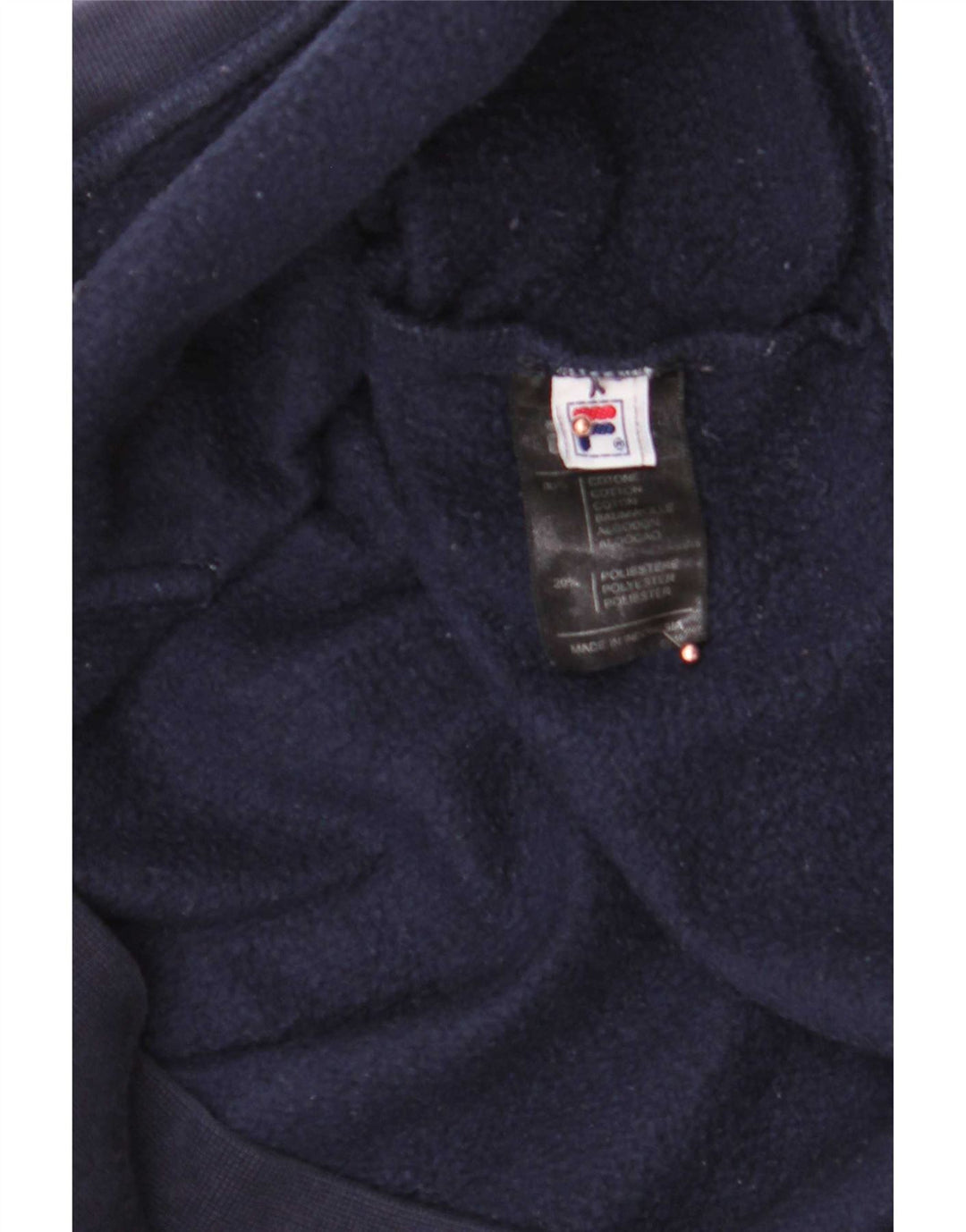 Maglione con cappuccio grafico da uomo Fila in cotone blu navy medio
