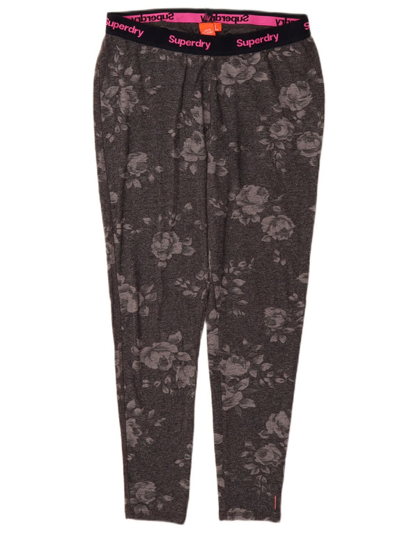 Leggings grafici da donna SUPERDRY UK 14 Cotone floreale grigio grande