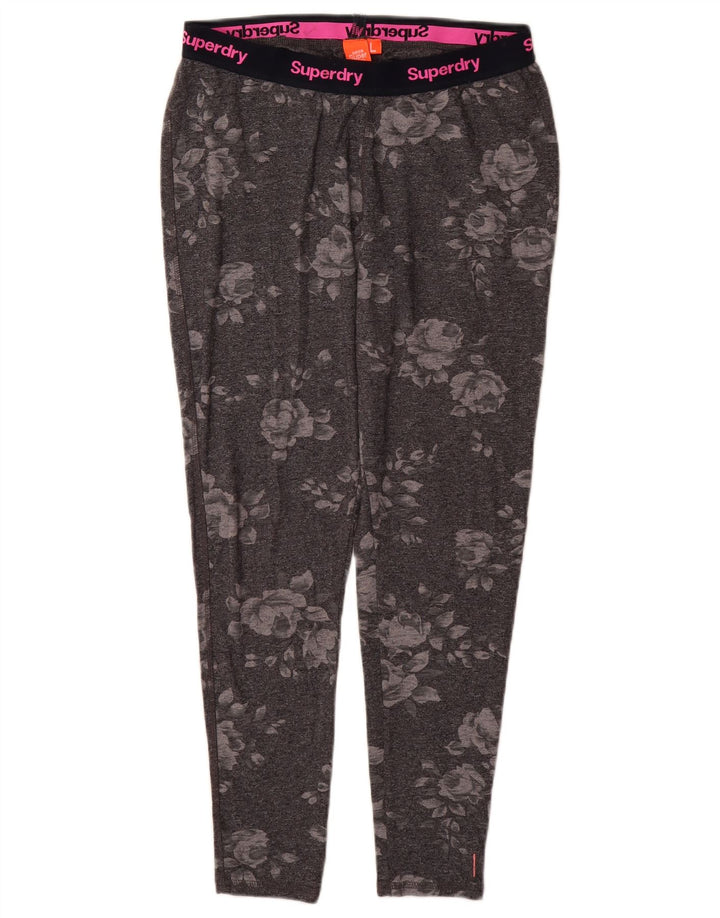 Leggings grafici da donna SUPERDRY UK 14 Cotone floreale grigio grande