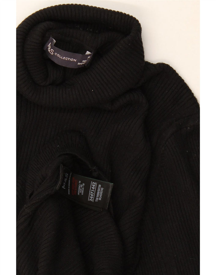 Maglione maglione a collo alto da donna Marks & Spencer UK 14 viscosa nera media
