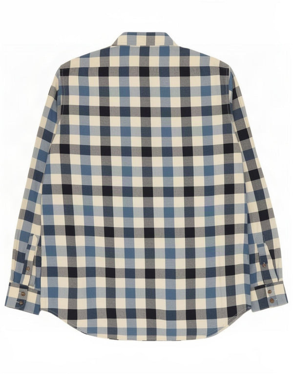 Camicia in flanella da uomo Musto taglia 16 1/2 grande cotone a quadri blu