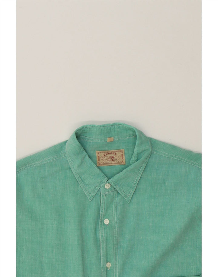 VINTAGE Mens Short Sleeve Shirt XL Turquoise Vintage Vintage and Second-Hand Vintage from Messina Hembry 