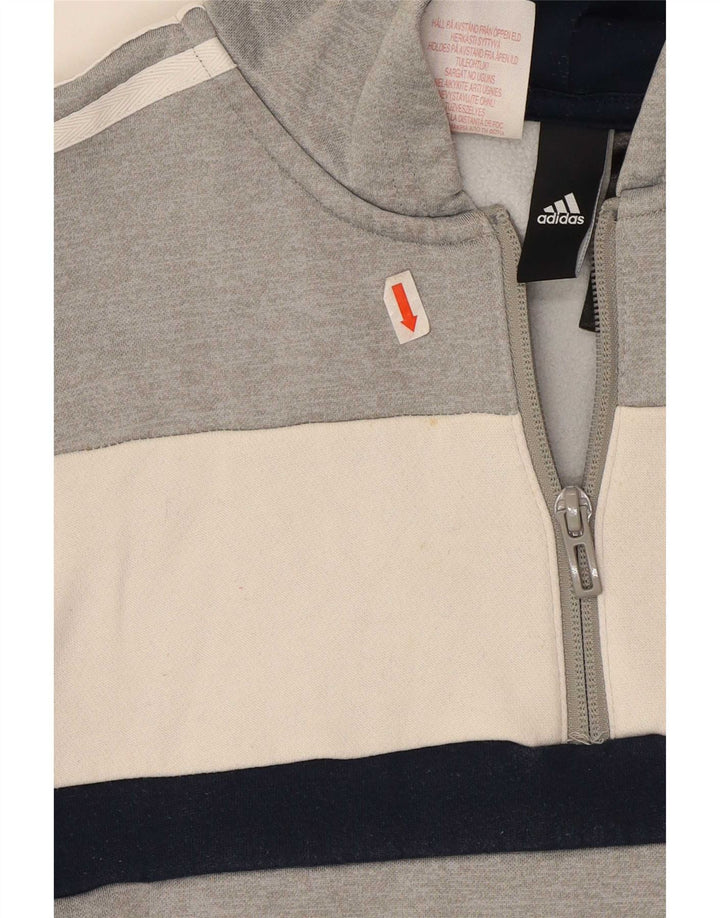 Felpa con cappuccio da ragazzo Adidas 11-12 anni Poliestere color block grigio