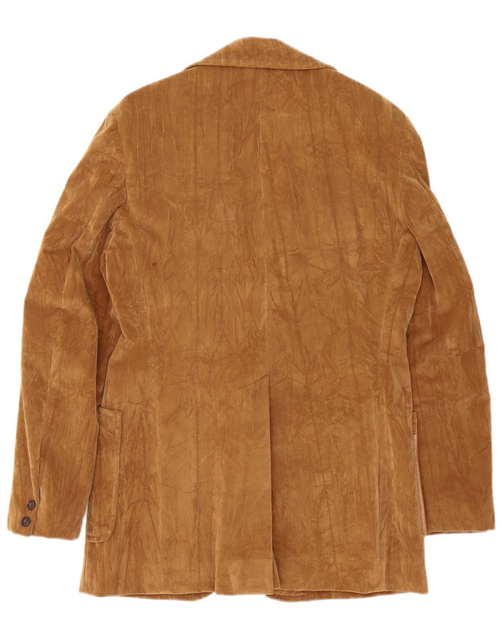 Giacca blazer vintage in pelle scamosciata a 2 bottoni da donna EU 38 Marrone medio