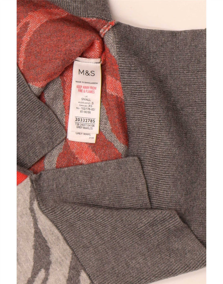 Maglione maglione a collo alto da donna Marks & Spencer UK 8 piccolo grigio