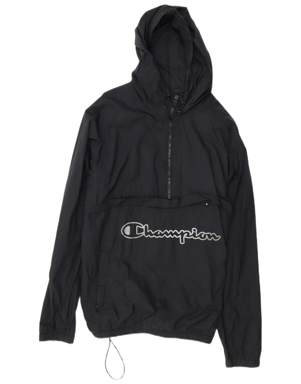 Giacca anorak con cappuccio grafico da uomo Champion UK 40 grande poliestere nero