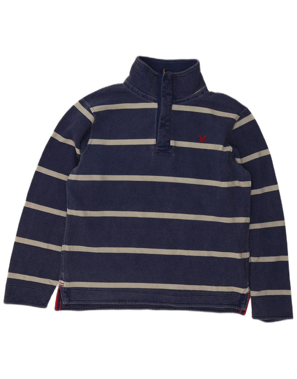Crew Clothing Felpa da uomo con collo con zip, maglione piccolo a righe blu navy