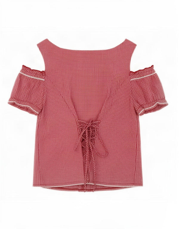 Spieth & Wensky Camicetta da donna con spalle scoperte Top UK 14 Percalle rosso medio