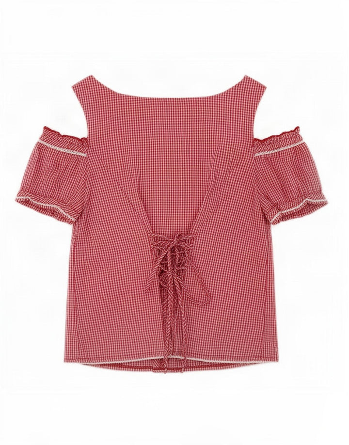 Spieth & Wensky Camicetta da donna con spalle scoperte Top UK 14 Percalle rosso medio