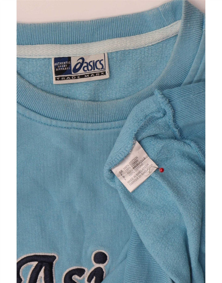 Felpa grafica da uomo Asics, maglione grande, in cotone blu