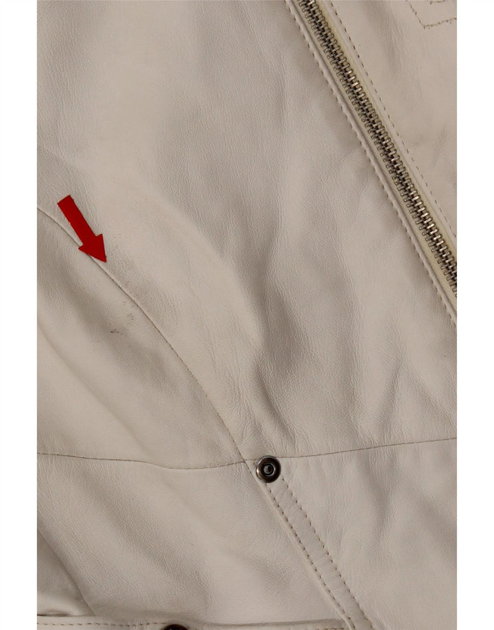 Giacca Biker in Pelle Donna Conbipel IT 42 Media Pelle Bianca