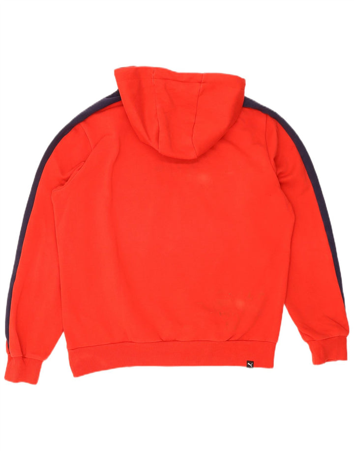 Felpa con cappuccio grafica da uomo Puma in cotone color block rosso medio