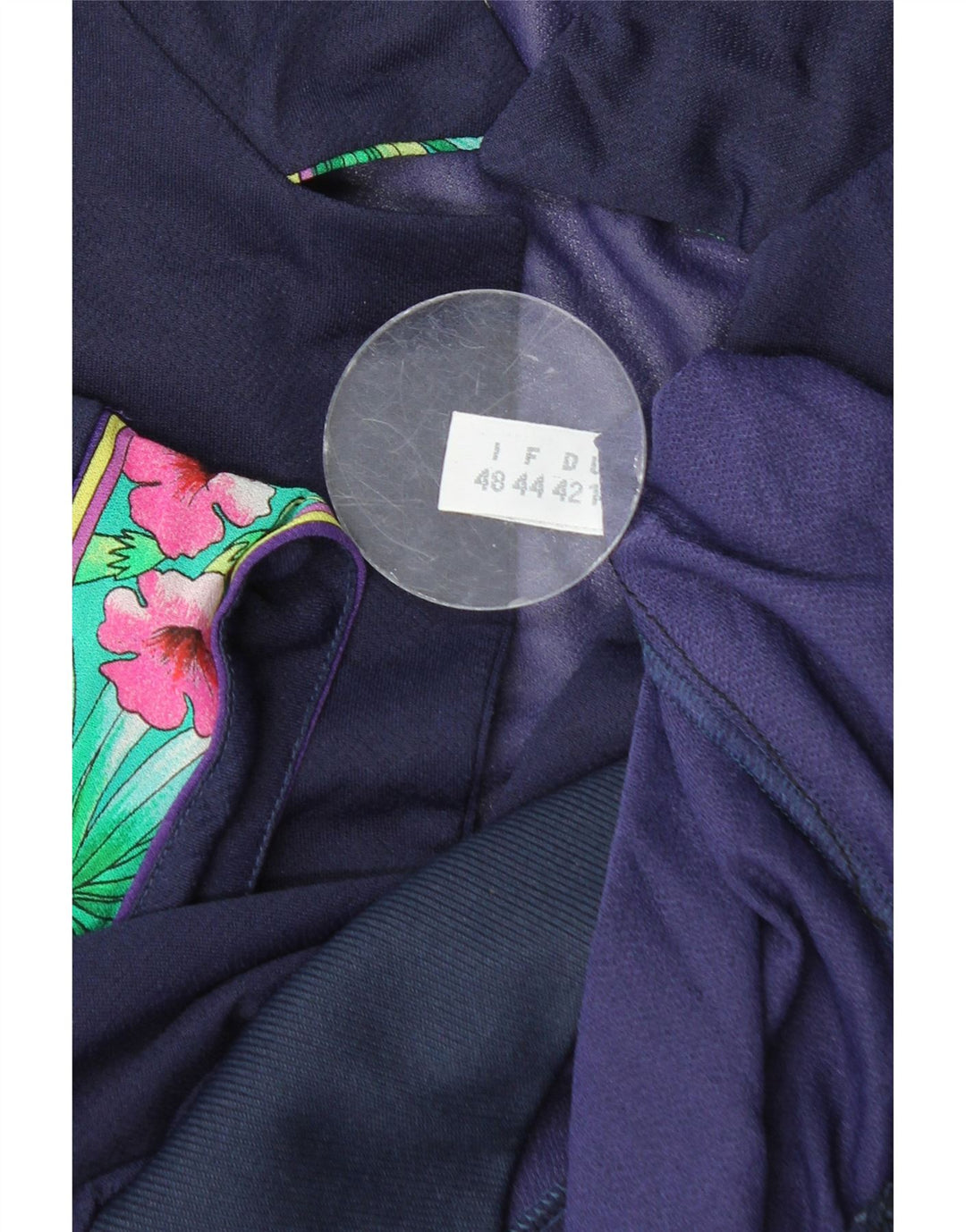 Top corto da donna VINTAGE IT 48 XL Blu navy floreale