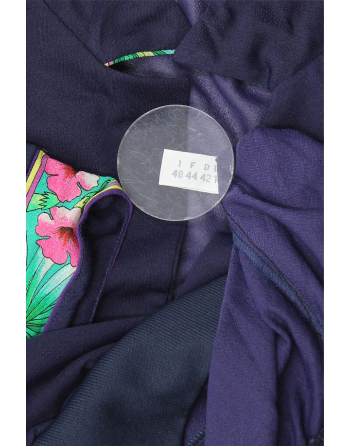 Top corto da donna VINTAGE IT 48 XL Blu navy floreale