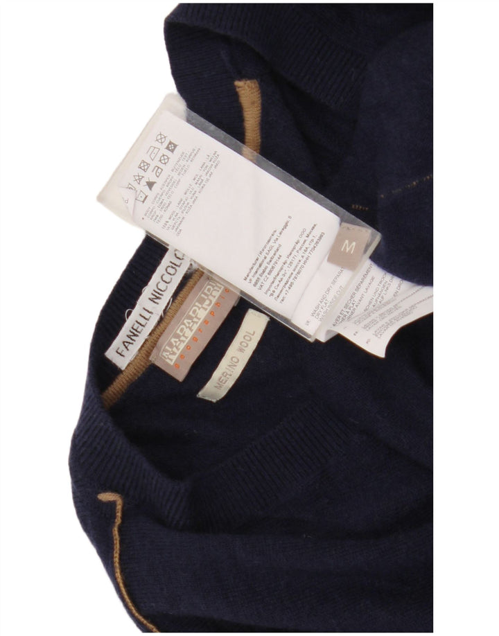 Maglione da uomo con scollo a V geografico Napapijri in lana blu navy media