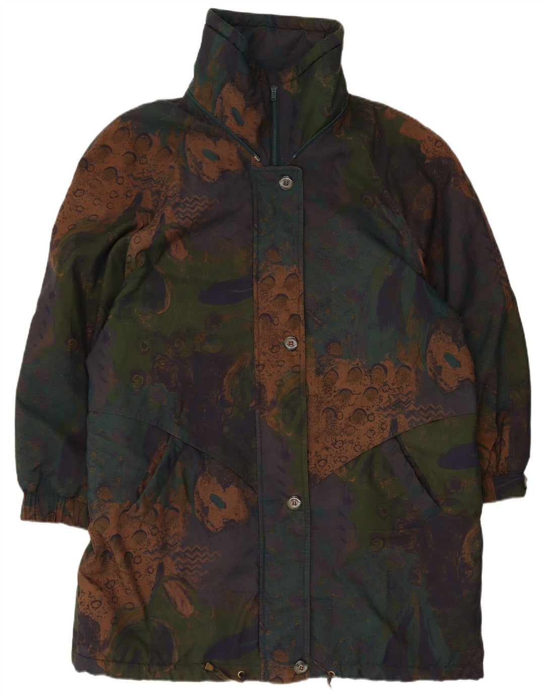 Giacca parka vintage da donna con motivo astratto UK 20 2XL Multicolor