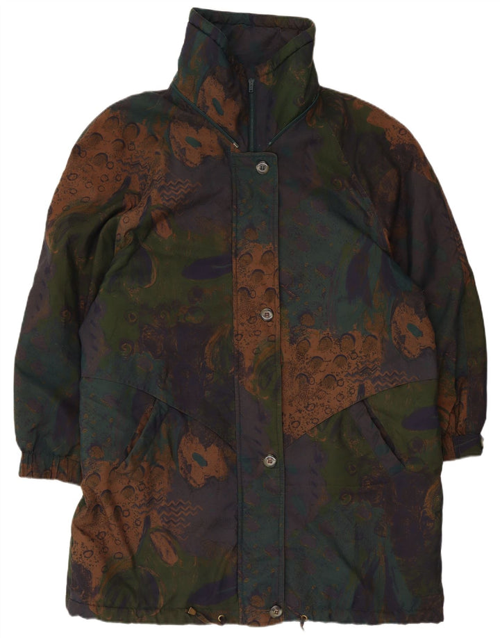 Giacca parka vintage da donna con motivo astratto UK 20 2XL Multicolor