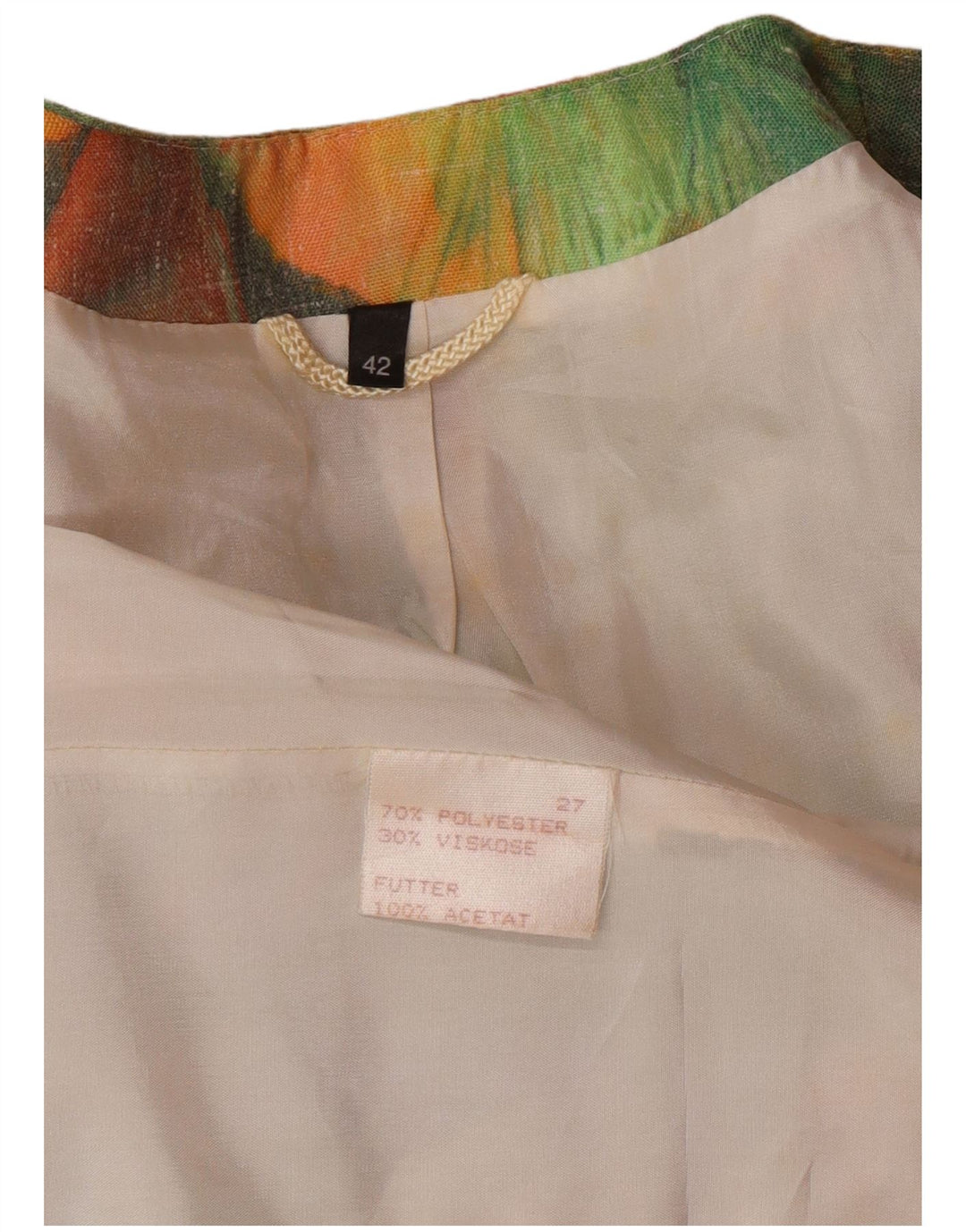 Giacca blazer da donna con motivo lungo astratto VINTAGE EU 42 Large Green