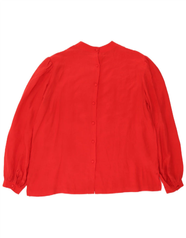 Camicetta camicia vintage da donna EU 42 grande seta rossa