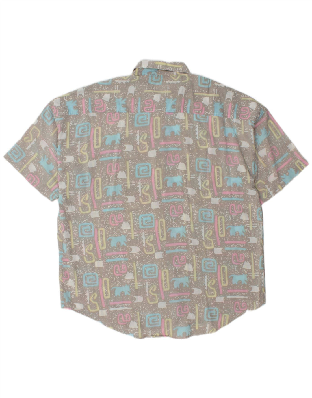 Camicia vintage da uomo a maniche corte XL grigia geometrica