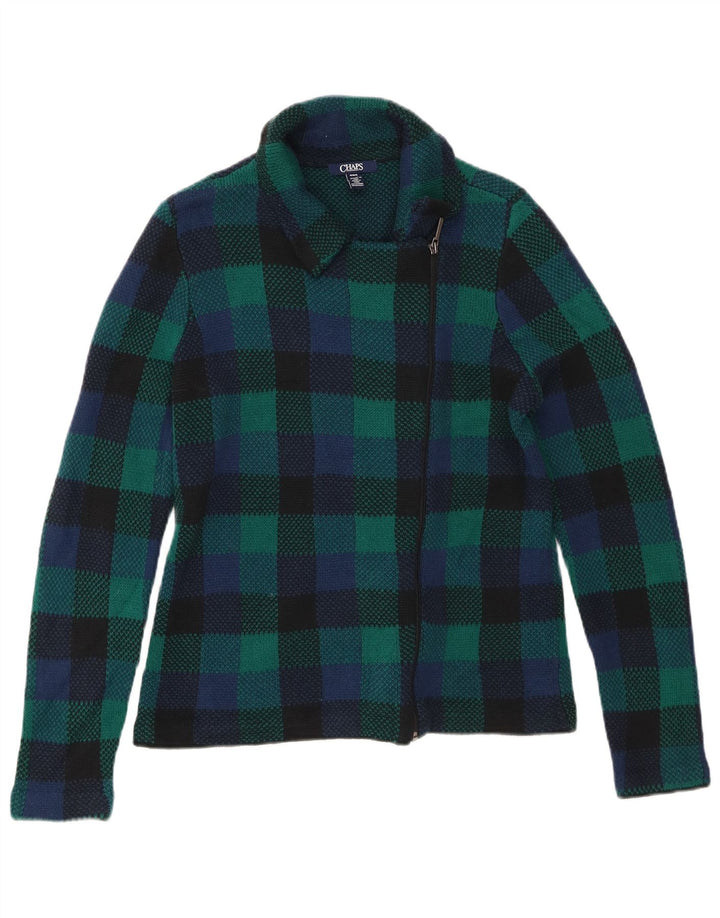 Maglione cardigan da donna Chaps UK 14 Cotone a quadri verde medio