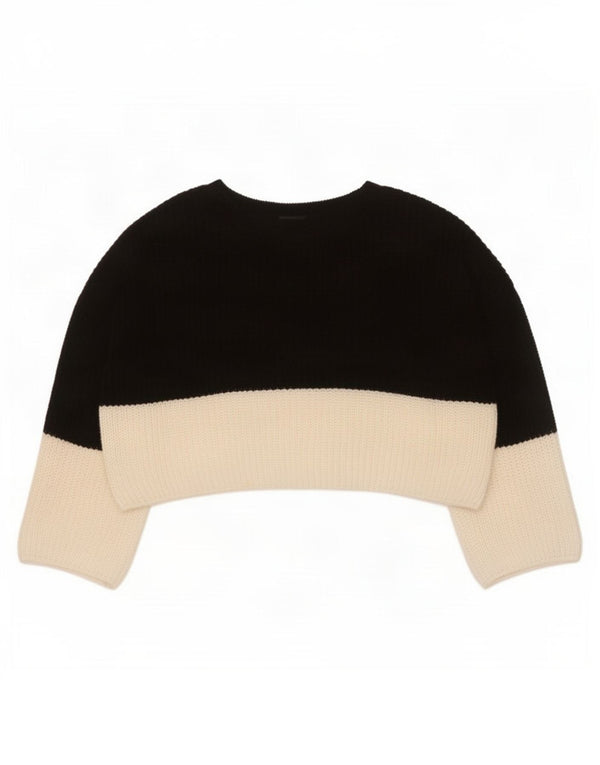 Topshop Maglione da donna con scollo a barca corto UK 8 Small Black Colourblock