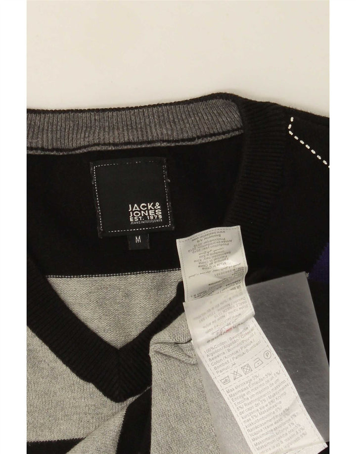 Jack & Jones Maglione da uomo con scollo a V medio multicolore a rombi/diamante