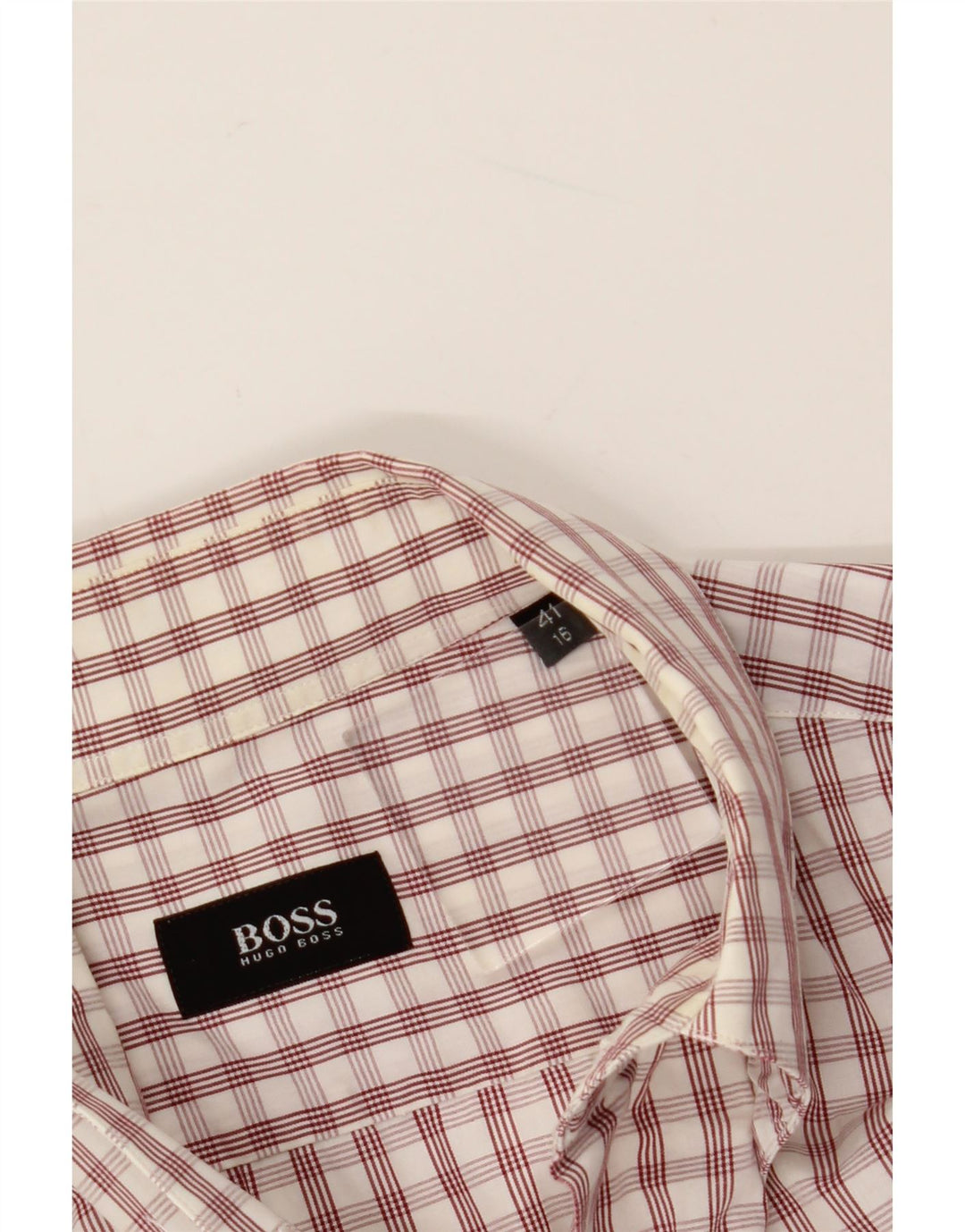 Camicia da uomo HUGO BOSS taglia 16 41 grande cotone a quadri bianchi