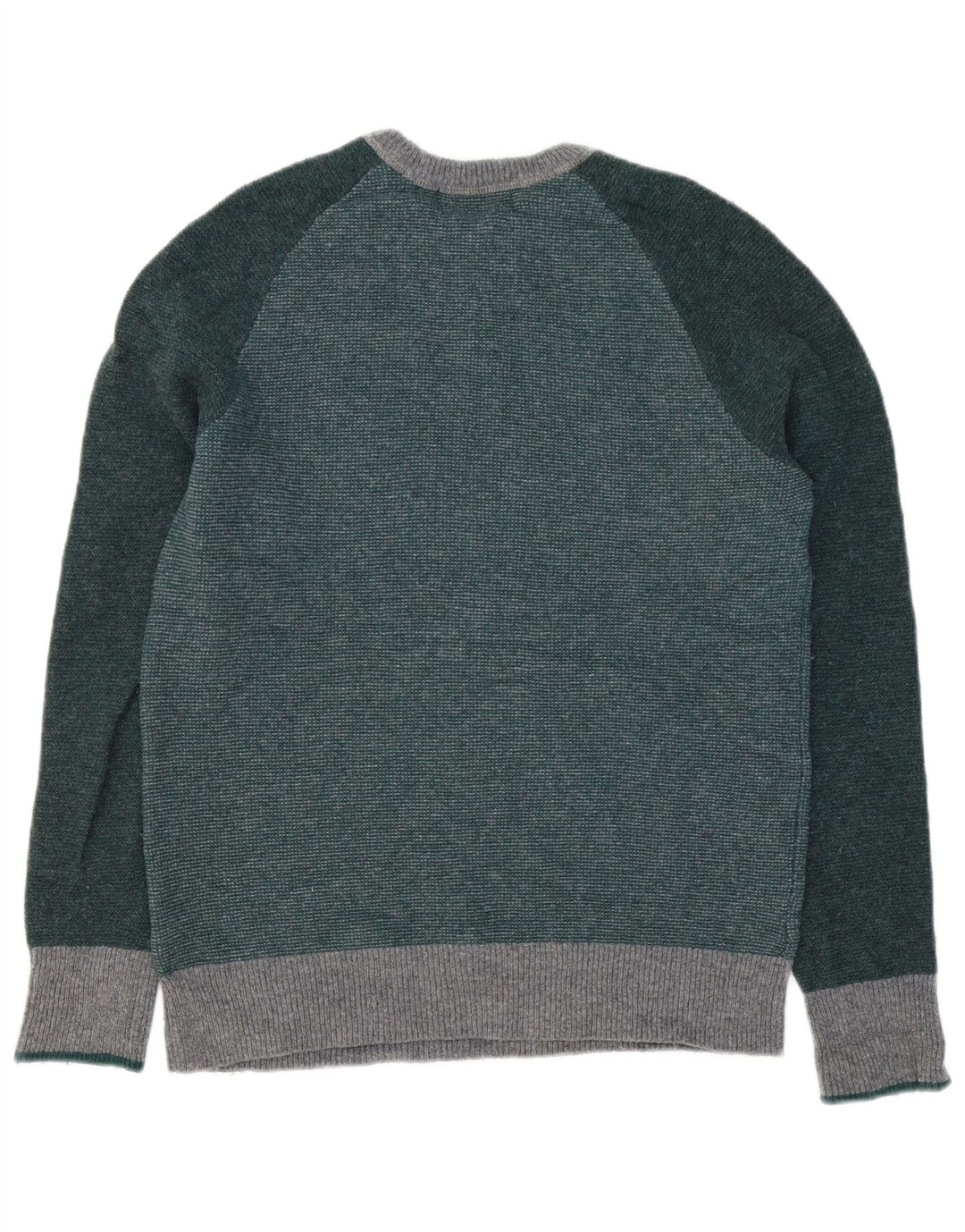 Maglione da uomo girocollo John Lewis in lana d'agnello color block verde piccolo