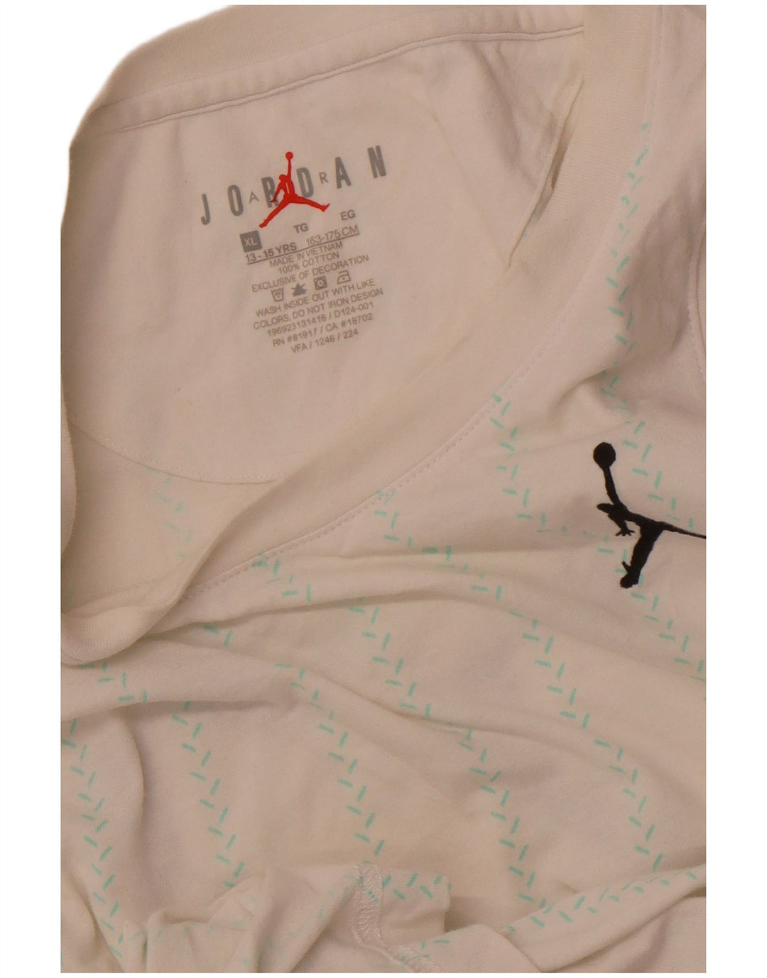 JORDAN Canottiera con grafica per ragazzi 13-14 anni XL in cotone a righe bianco sporco