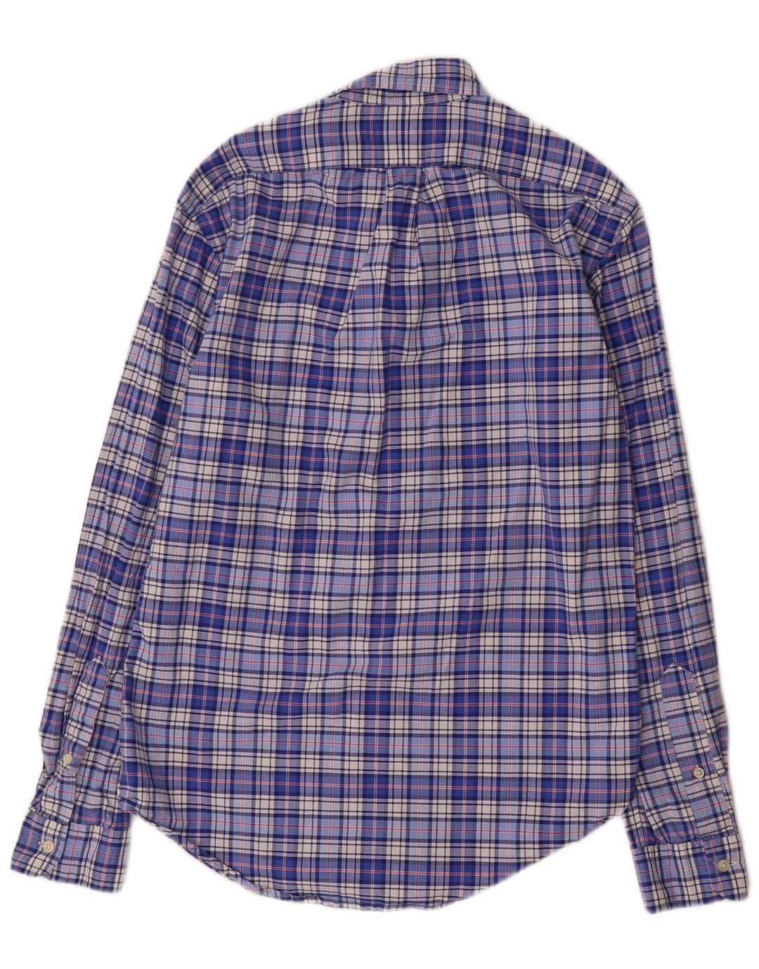 Camicia slim fit da uomo Ralph Lauren in cotone scozzese blu medio