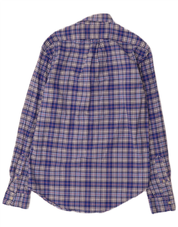 Camicia slim fit da uomo Ralph Lauren in cotone scozzese blu medio