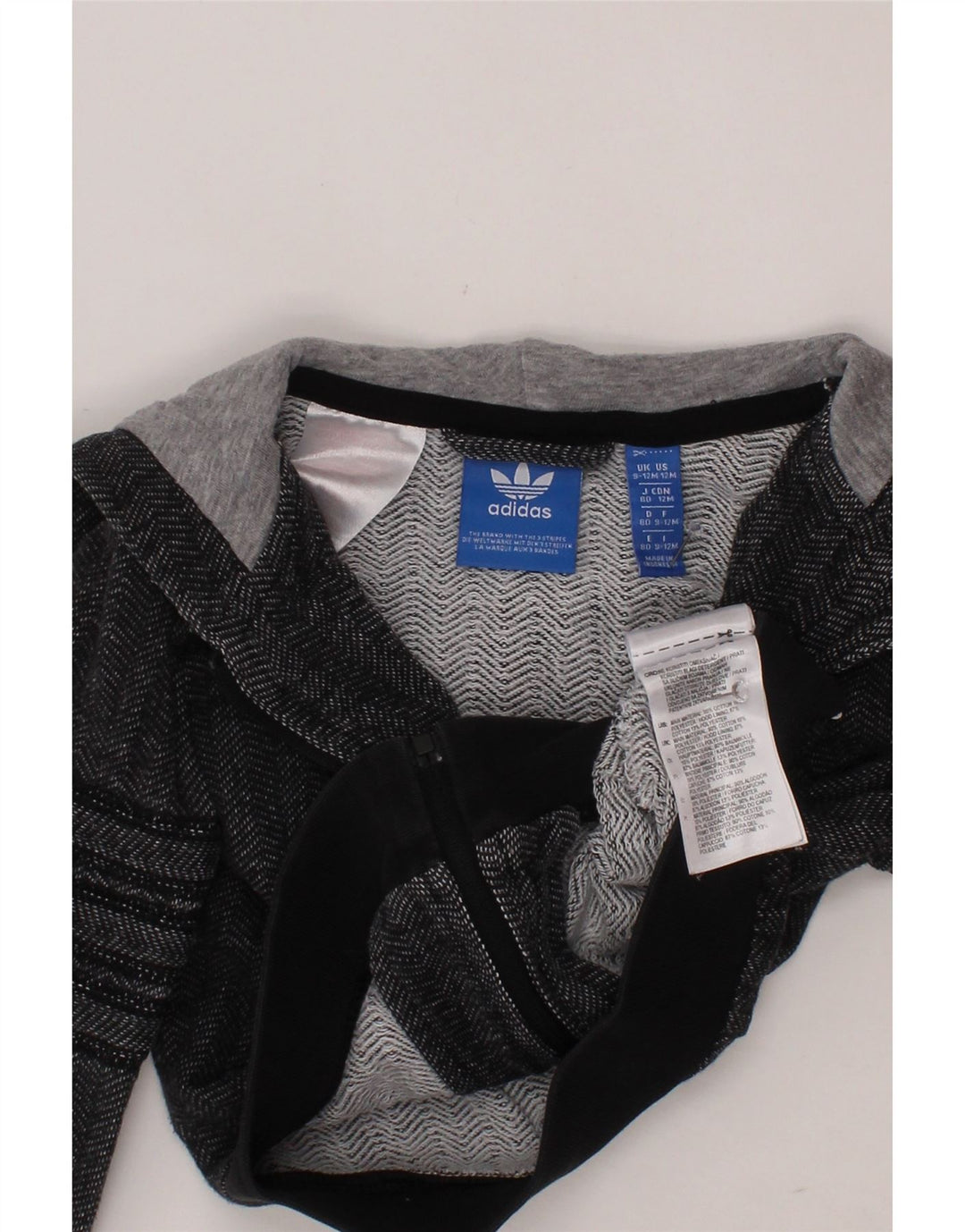 Maglione con cappuccio e zip grafica ADIDAS per neonati 9-12 mesi Chevron grigio