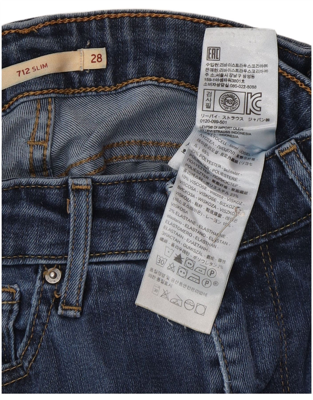 Jeans Levi's 712 Slim da donna W28 L32 Lyocell blu