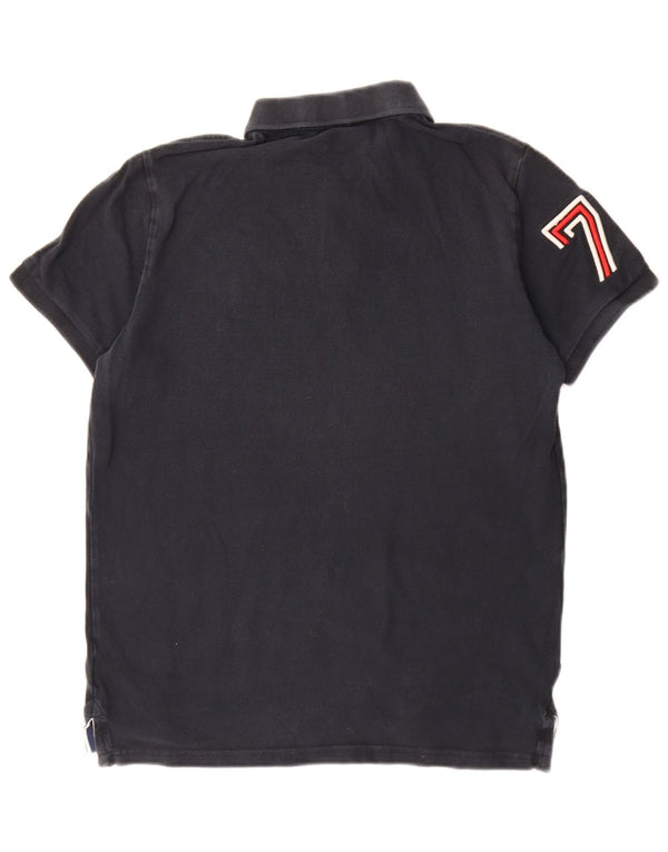 Polo da rugby da uomo con grafica Superdry, grande, in cotone blu navy