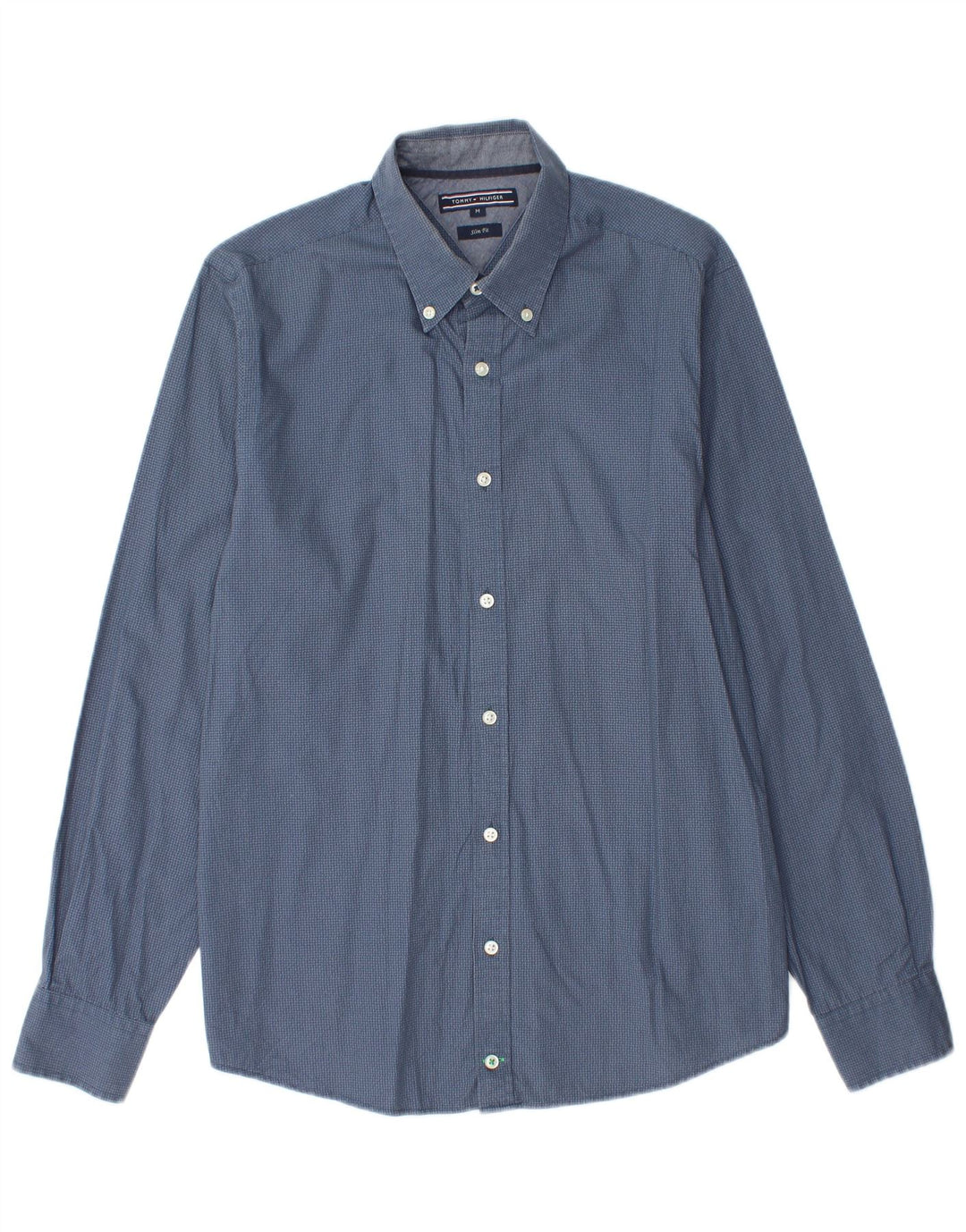 TOMMY HILFIGER Camicia slim fit da uomo in cotone maculato blu medio