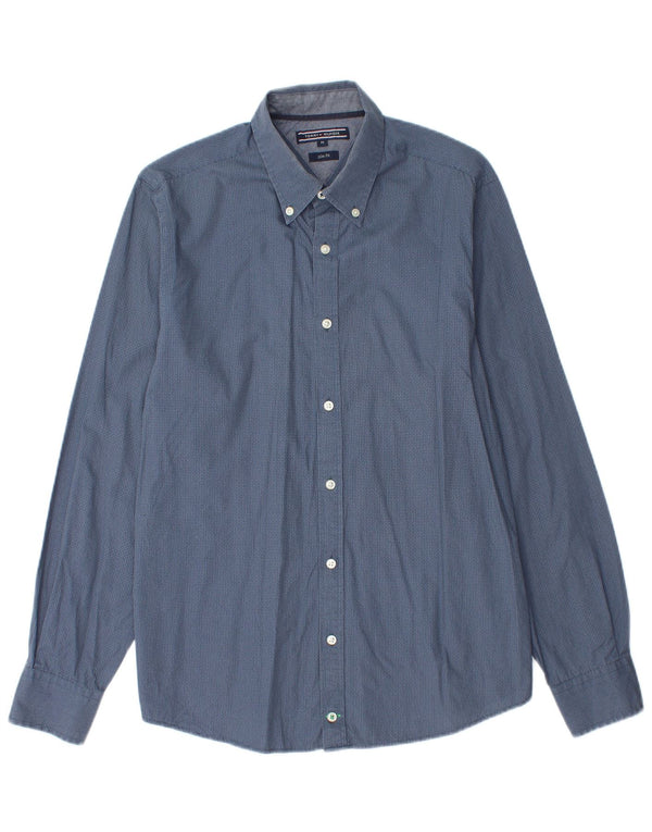TOMMY HILFIGER Camicia slim fit da uomo in cotone maculato blu medio