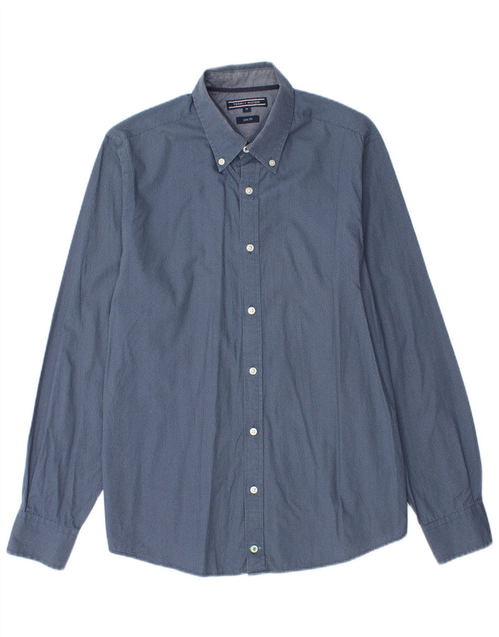 TOMMY HILFIGER Camicia slim fit da uomo in cotone maculato blu medio
