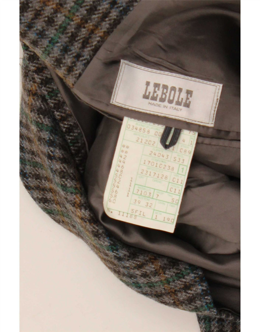 Lebole Giacca blazer da uomo a 2 bottoni IT 50 grande lana a quadri grigia
