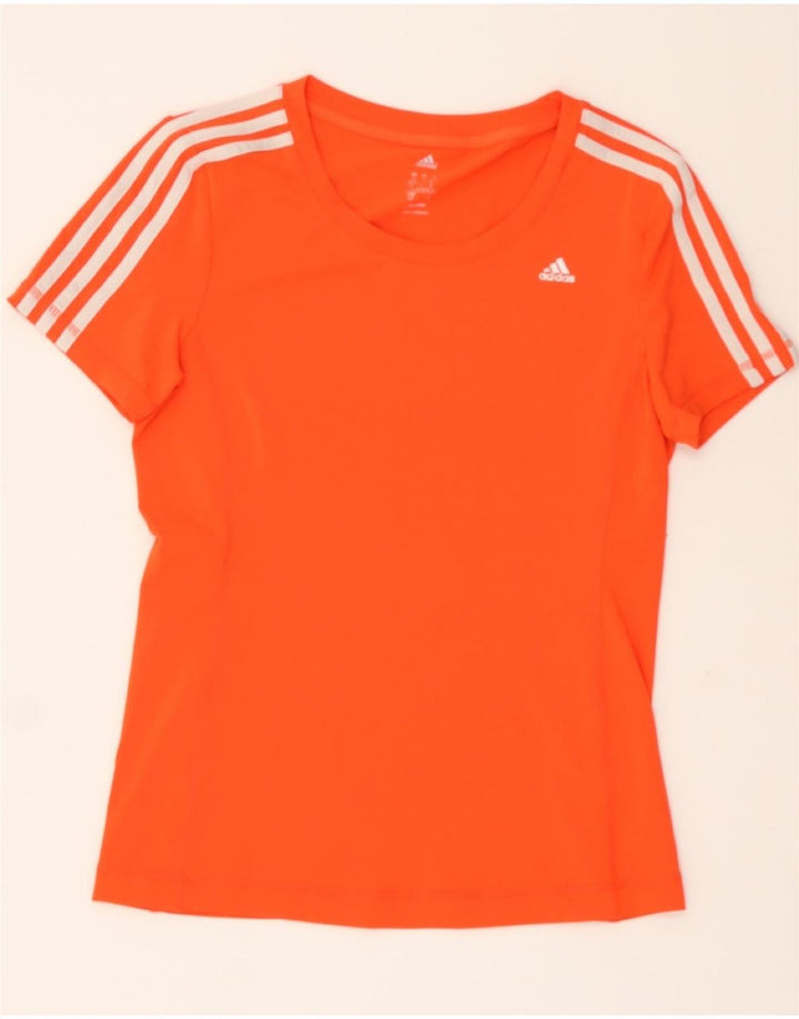ADIDAS Womens T-Shirt Top UK 8/10 Small Orange Vintage Adidas and Second-Hand Adidas from Messina Hembry 