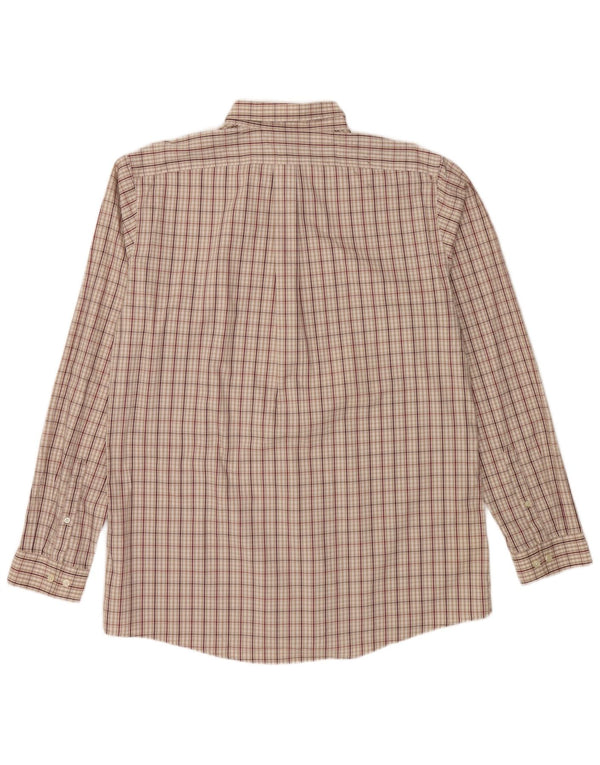 EDDIE BAUER Camicia da uomo slim fit senza rughe XL in cotone a quadri beige